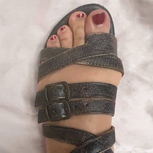 Bed Stu Distressed Black Leather Gladiator Sandals